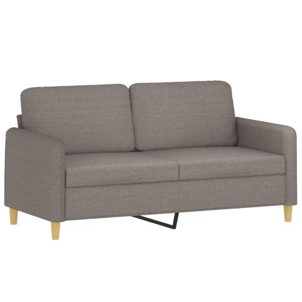 3-tlg. Sofagarnitur mit Kissen Taupe Stoff