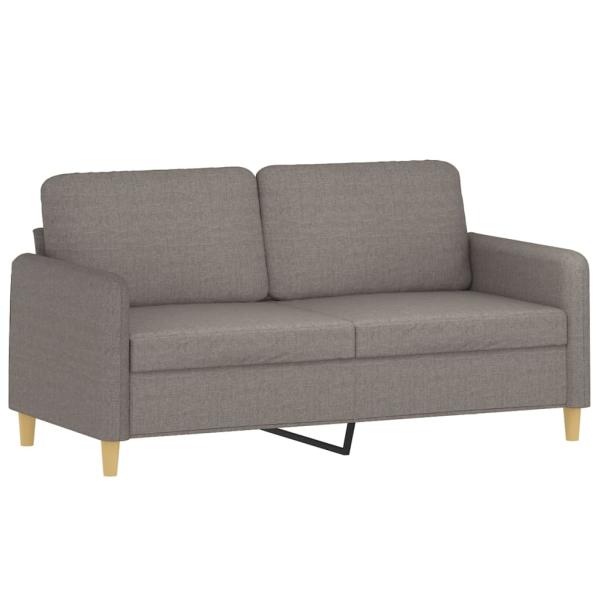 3-tlg. Sofagarnitur mit Kissen Taupe Stoff