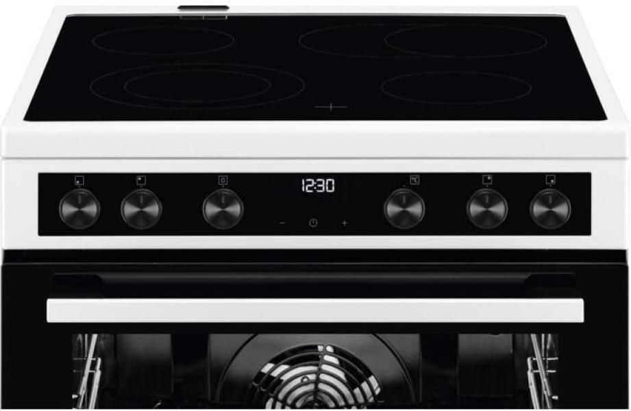 AEG CCB6446BBW EEK: A Standherd mit Glaskeramikkochfeld, 60 cm breit, 73 L, Versenkknebel, Geschirrwagen, 7 Beheizungsarten, Touchbedienung, weiß