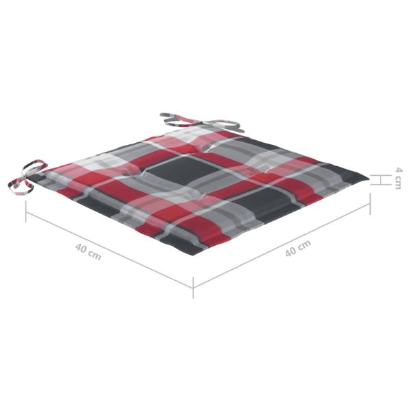 Gartenstuhl-Kissen 6Stk. Rot Karomuster 40x40x3cm Oxford-Gewebe