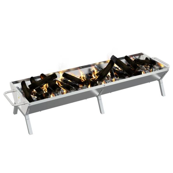 Grill Silbern 158x42x31 cm Edelstahl
