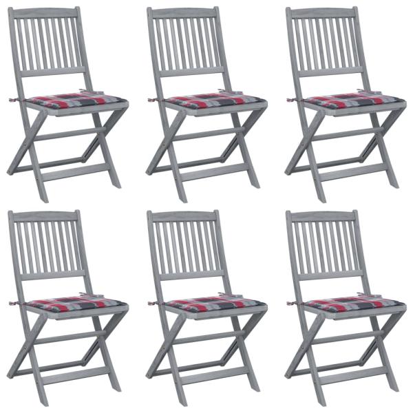 ARDEBO.de - Klappbare Gartenstühle 6 Stk. mit Kissen Massivholz Akazie