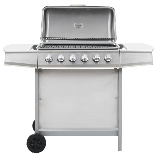 ARDEBO.de - Gasgrill mit 6 Flammen Edelstahl Silbern