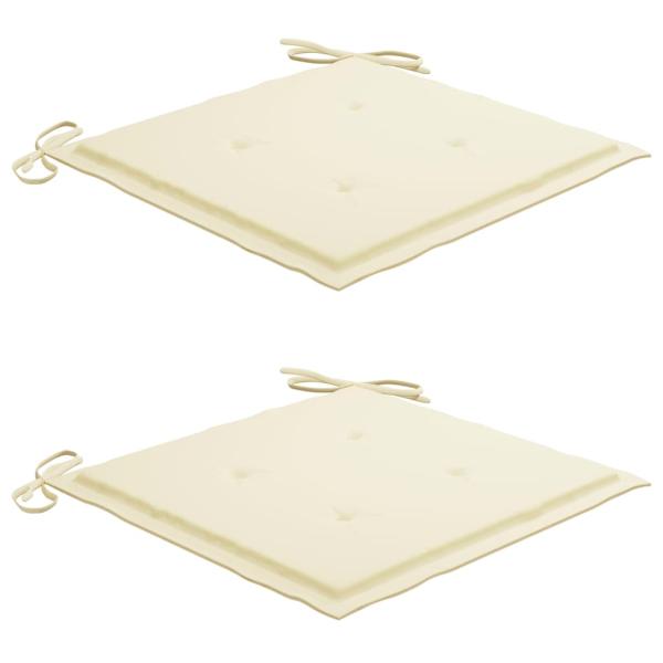 Batavia-Stühle 2 Stk. mit Creme Kissen Teak Massivholz
