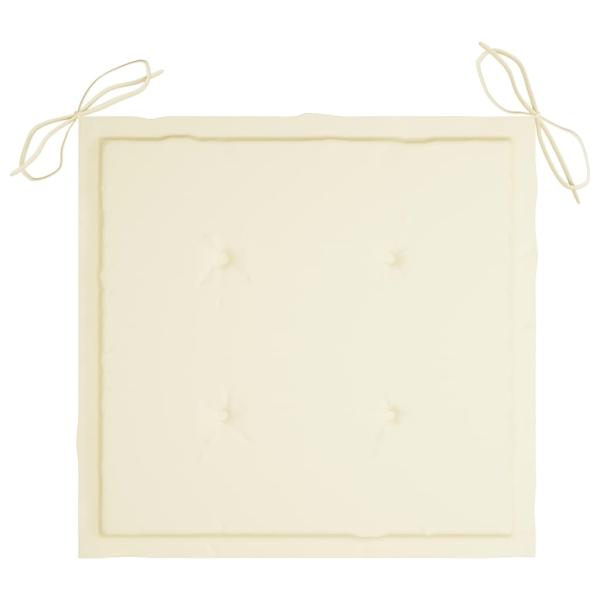 Batavia-Stühle 2 Stk. mit Creme Kissen Teak Massivholz