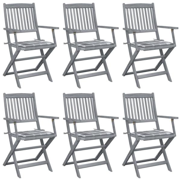 ARDEBO.de - Klappbare Gartenstühle 6 Stk. mit Kissen Massivholz Akazie