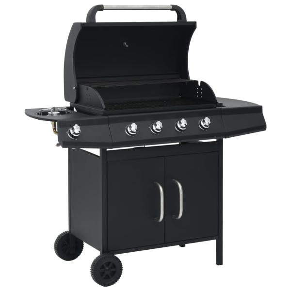 ARDEBO.de - Gasgrill 4+1 Flammen Schwarz Stahl