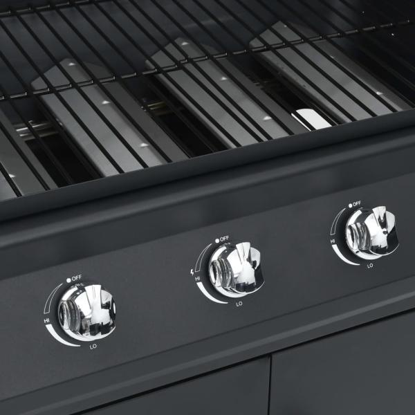 Gasgrill 4+1 Flammen Schwarz Stahl