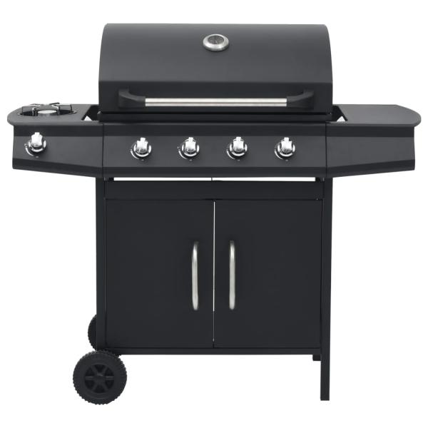 Gasgrill 4+1 Flammen Schwarz Stahl