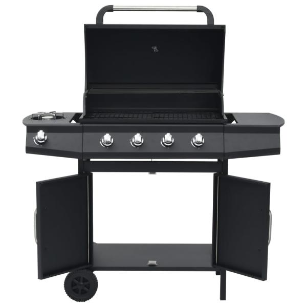 Gasgrill 4+1 Flammen Schwarz Stahl