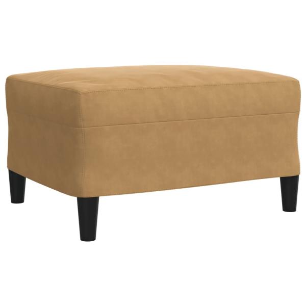 3-tlg. Sofagarnitur mit Kissen Braun Samt