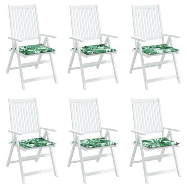 Stuhlkissen 6 Stk. Blattmuster 40x40x3 cm Stoff