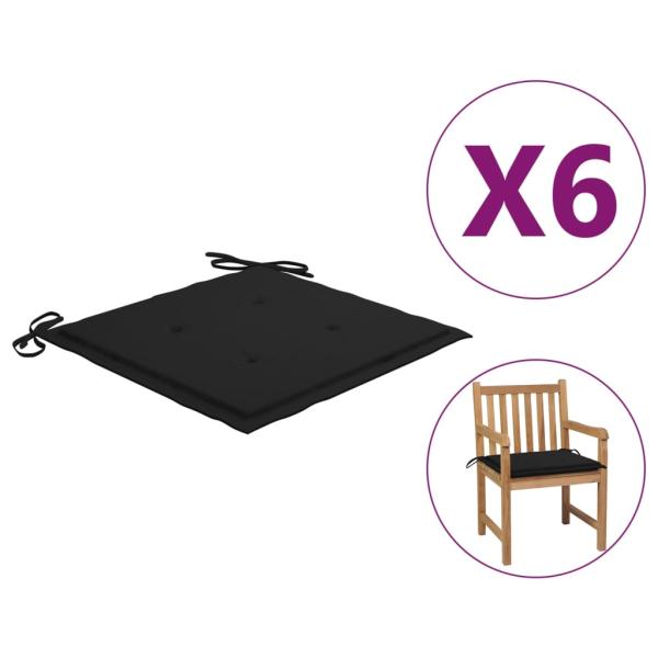 Gartenstuhl-Kissen 6 Stk. Schwarz 50x50x3 cm Oxford-Gewebe
