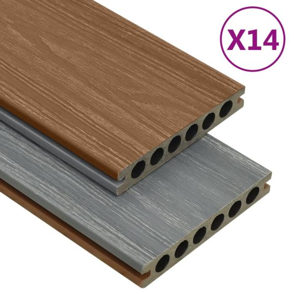 ARDEBO.de - WPC Terrassendielen mit Zubehör Braun und Grau 35 m² 4 m