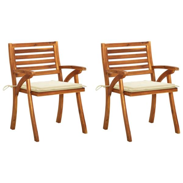 ARDEBO.de - Garten-Essstühle mit Kissen 2 Stk. Massivholz Akazie