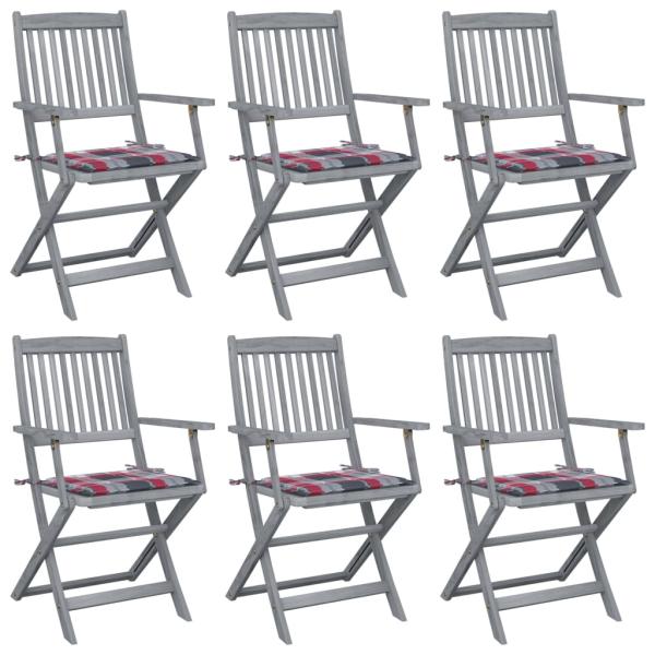 ARDEBO.de - Klappbare Gartenstühle 6 Stk. mit Kissen Massivholz Akazie