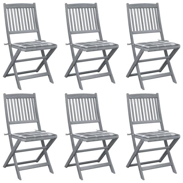 ARDEBO.de - Klappbare Gartenstühle 6 Stk. mit Kissen Massivholz Akazie
