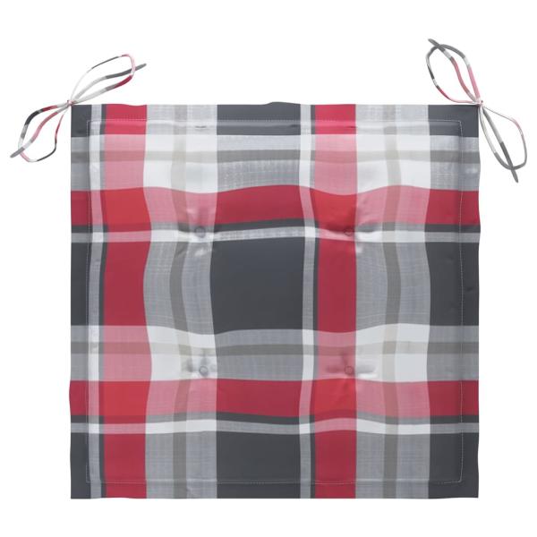 Gartenstuhl-Kissen 2Stk. Rot Karomuster 50x50x3cm Oxford-Gewebe