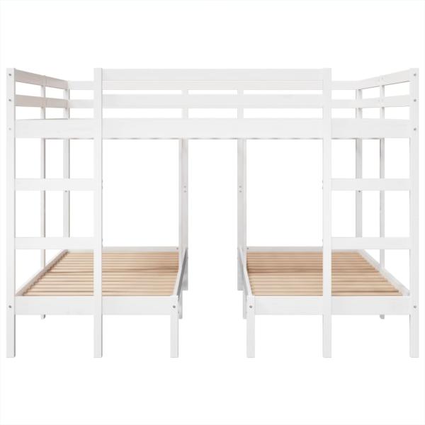 Dreifach-Etagenbett Weiß 200x200/80x200 cm Massivholz Kiefer