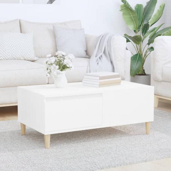 ARDEBO.de - Couchtisch Weiß 90x50x36,5 cm Holzwerkstoff