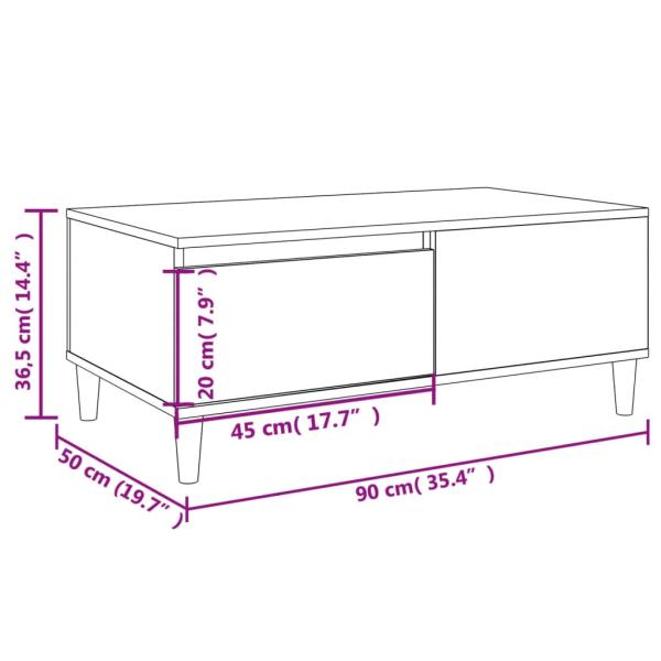 Couchtisch Weiß 90x50x36,5 cm Holzwerkstoff