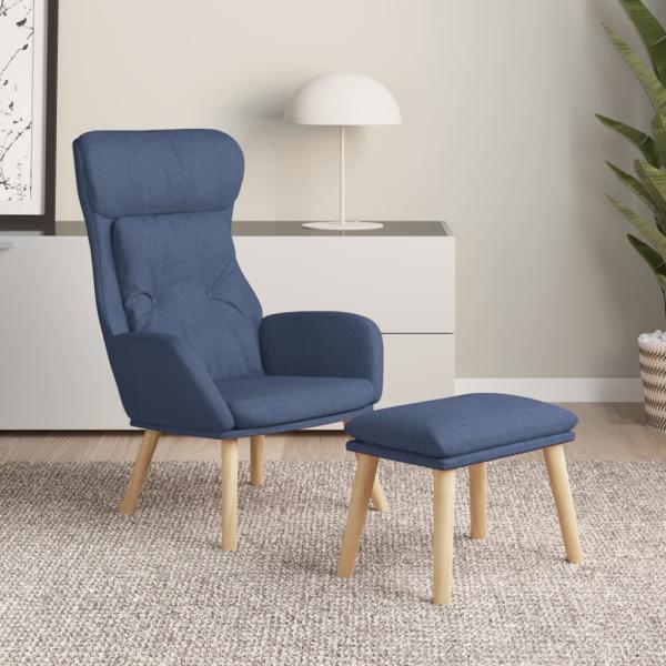 ARDEBO.de - Relaxsessel mit Hocker Blau Stoff
