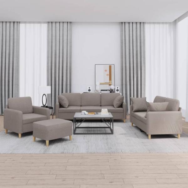 ARDEBO.de - 4-tlg. Sofagarnitur mit Kissen Taupe Stoff