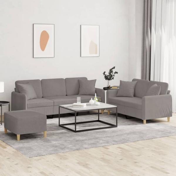 ARDEBO.de - 3-tlg. Sofagarnitur mit Kissen Taupe Stoff