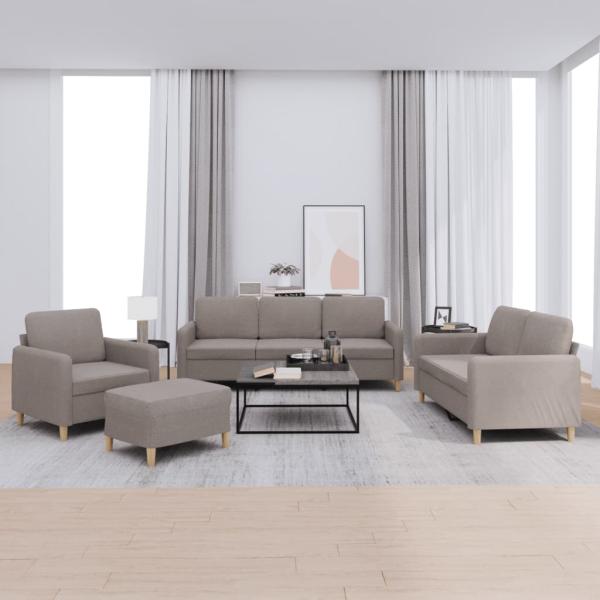 ARDEBO.de - 4-tlg. Sofagarnitur mit Kissen Taupe Stoff