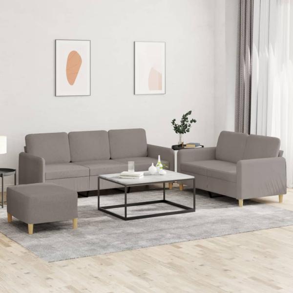 ARDEBO.de - 3-tlg. Sofagarnitur mit Kissen Taupe Stoff