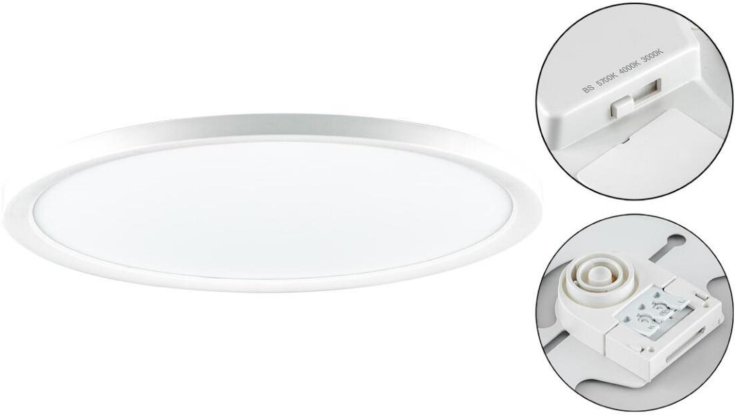 ARDEBO.de EVN Anbauleuchte, rund, IP20, 200-240V, 50W, 3000K, 4000K, 5700K, 4833lm, 5682lm, 5606lm, weiß (AP54500125)