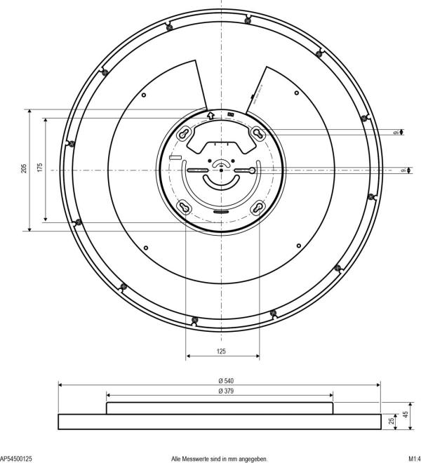 EVN Anbauleuchte, rund, IP20, 200-240V, 50W, 3000K, 4000K, 5700K, 4833lm, 5682lm, 5606lm, weiß (AP54500125)