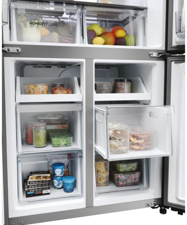 Haier HCR7818DWPT Stand Side-by-Side Kombination, 83,3 cm breit, 463 L, NoFrost, Humidity Zone, Wassertank, Wasserspender, Day Light LED, Slate black