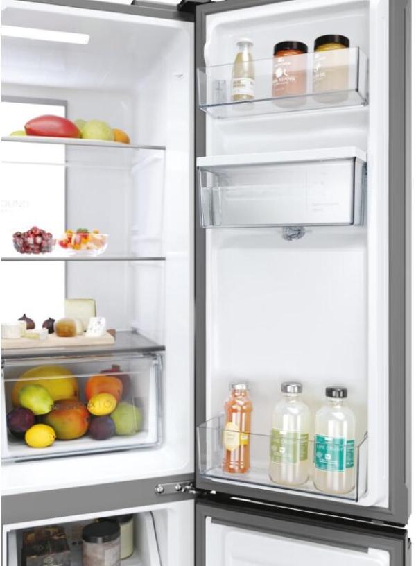 Haier HCR7818DWPT Stand Side-by-Side Kombination, 83,3 cm breit, 463 L, NoFrost, Humidity Zone, Wassertank, Wasserspender, Day Light LED, Slate black