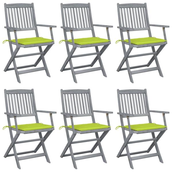 ARDEBO.de - Klappbare Gartenstühle 6 Stk. mit Sitzkissen Massivholz Akazie