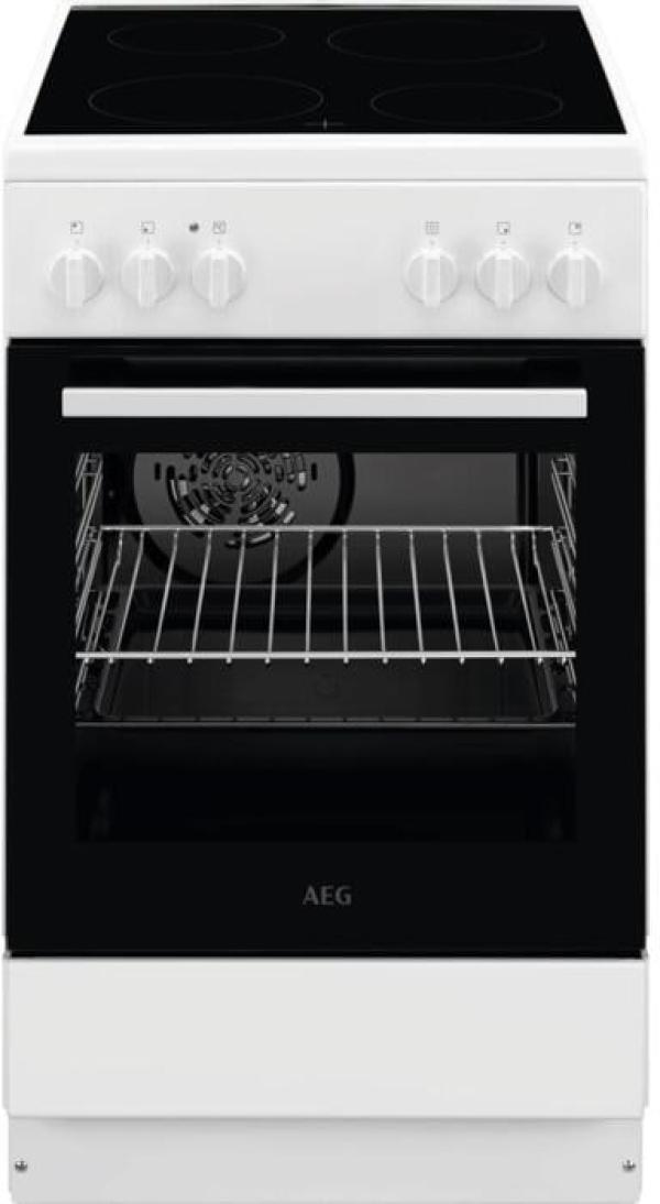 ARDEBO.de AEG CCB54090BW EEK:A Standherd mit Glaskeramikkochfeld, 50 cm breit, 57 L, 8 Beheizungsarten, Geschirrwagen, weiß