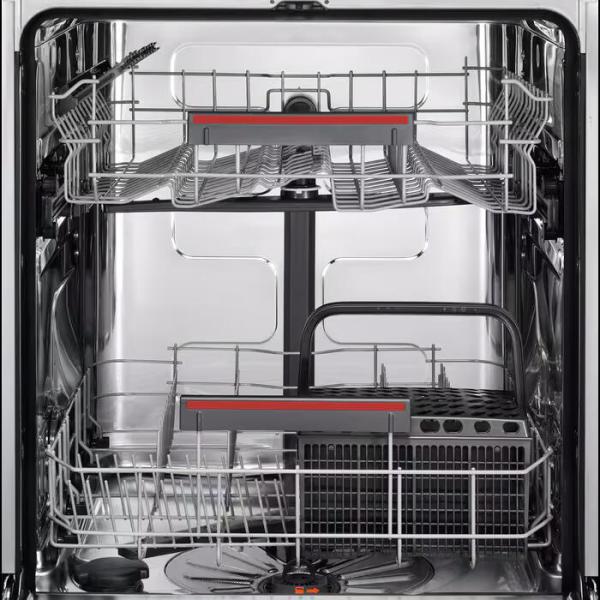 AEG FSB5361CZ Vollintegrierter Geschirrspüler, 60 cm breit, 13 Maßgedecke, AquaControl, Schlepptür, 7 Spülprogramme, 3 Temperaturen, BeamOnFloor