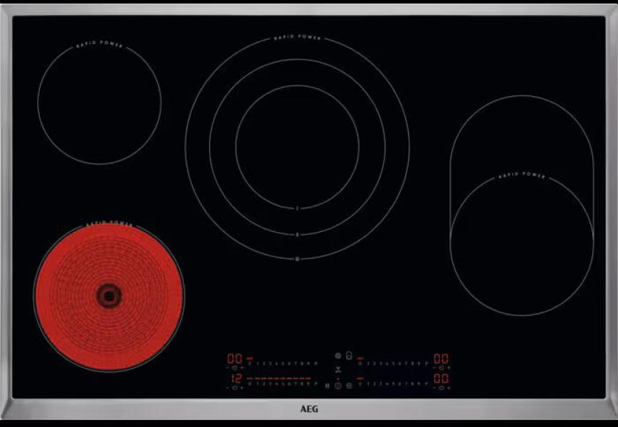 ARDEBO.de AEG HKC85787XB Autarkes Glaskeramikkochfeld, 76,6 cm breit, Slider Touch, Timer, Pause-Funktion, Edelstahl
