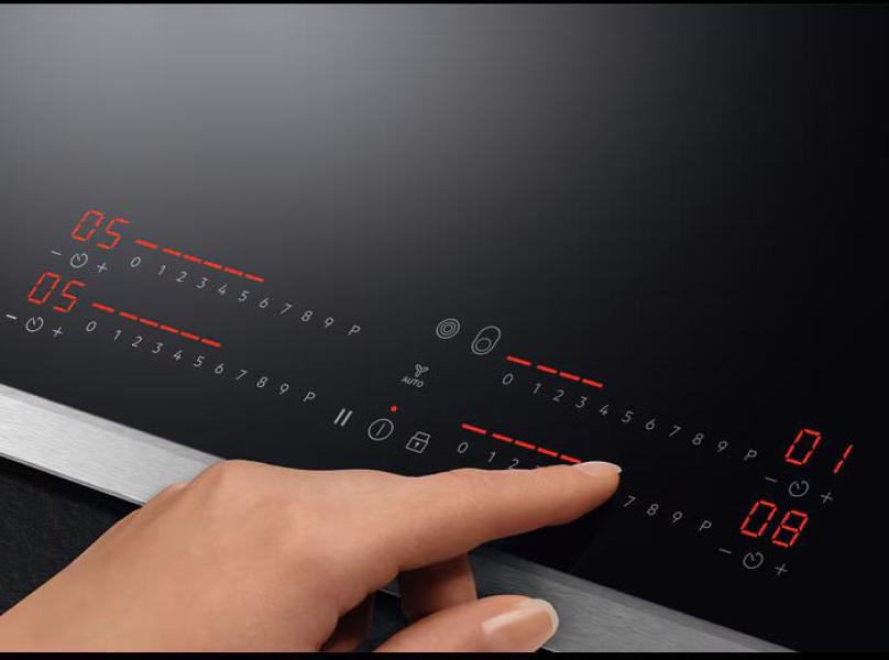 AEG HKC85787XB Autarkes Glaskeramikkochfeld, 76,6 cm breit, Slider Touch, Timer, Pause-Funktion, Edelstahl