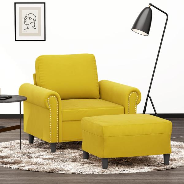 ARDEBO.de - Sessel mit Hocker Gelb 60 cm Samt
