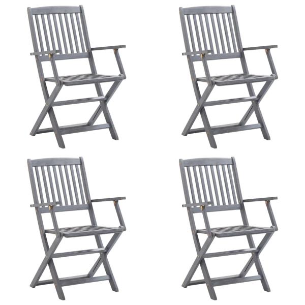 Klappbare Gartenstühle 4 Stk. mit Sitzkissen Massivholz Akazie