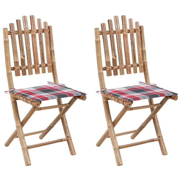 ARDEBO.de - Klappbare Gartenstühle 2 Stk. mit Kissen Bambus