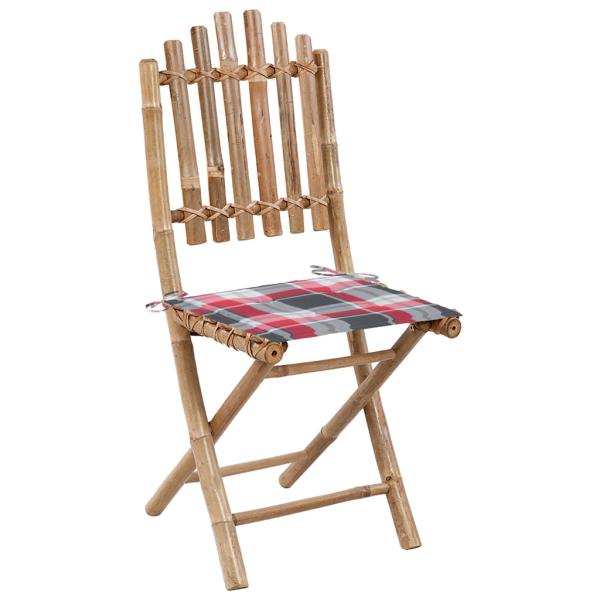 Klappbare Gartenstühle 2 Stk. mit Kissen Bambus