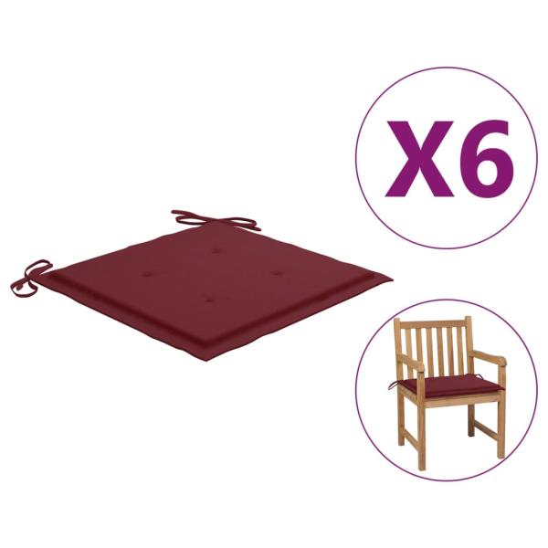 Gartenstuhl-Kissen 6 Stk. Weinrot 50x50x3 cm Oxford-Gewebe