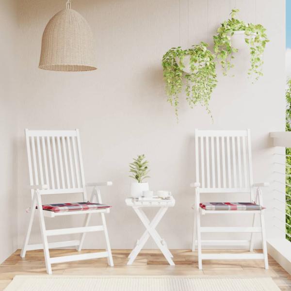 ARDEBO.de - Gartenstuhl-Kissen 2Stk. Rot Karomuster 40x40x3cm Oxford-Gewebe