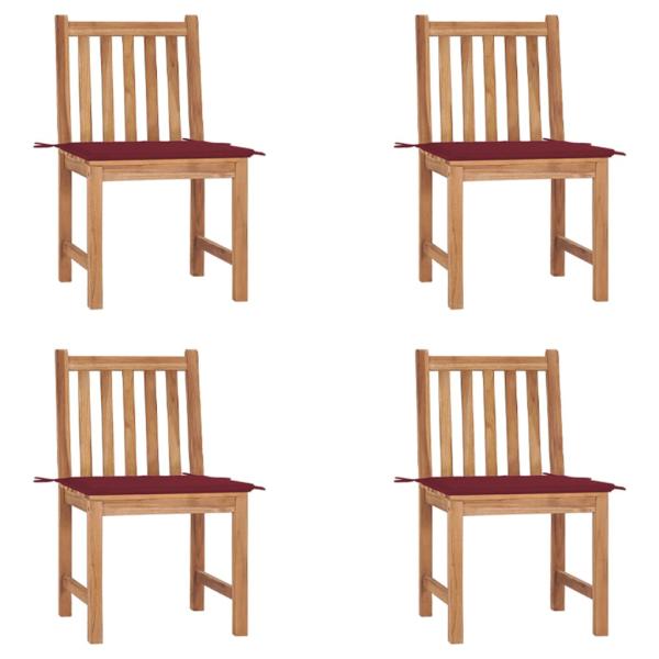 ARDEBO.de - Gartenstühle 4 Stk. mit Kissen Massivholz Teak