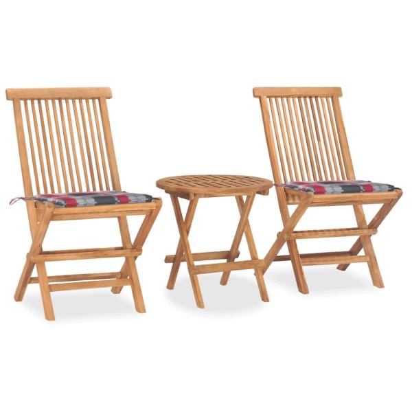 ARDEBO.de - 3-tlg. Garten-Essgruppe mit Kissen Klappbar Massivholz Teak