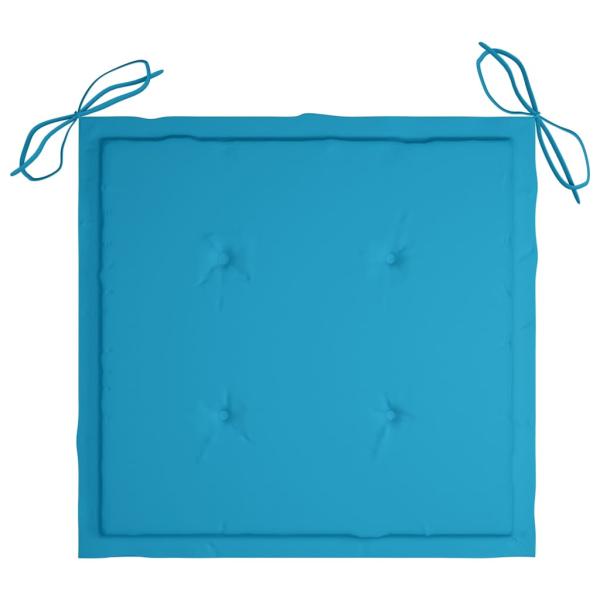 Gartenstühle mit Blauen Kissen 8 Stk. Massivholz Teak