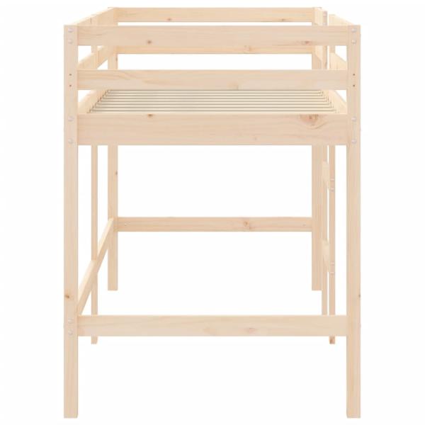 Kinderhochbett mit Leiter 90x190 cm Massivholz Kiefer