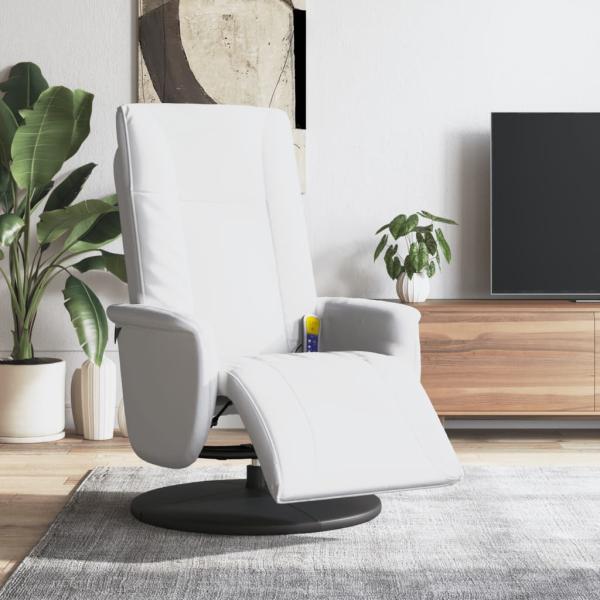 ARDEBO.de - Massagesessel mit Fußteil Weiß Kunstleder